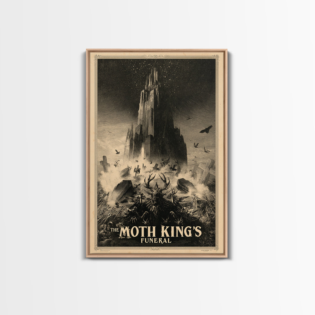The Moth King'S Funeral, English Language Horror Movie Poster, Gothic Engraving Art, Retro Horror Movie Art, Canvas Print
