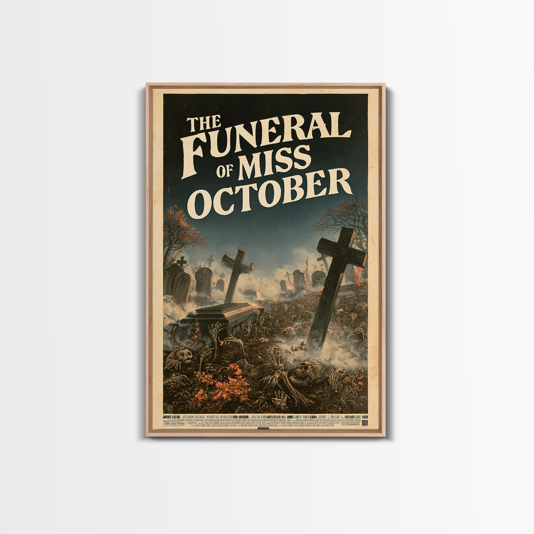 The Funeral Of Miss October, English Language Horror Movie Poster, Stained Glass Gothic Art, Cult Horror Poster, Canvas Print