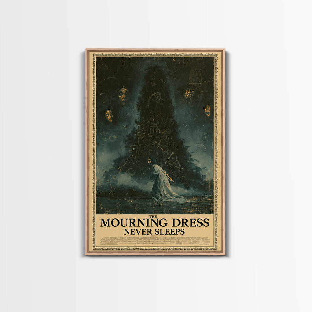 The Mourning Dress Never Sleeps, English Language Horror Movie Poster, Dark Romantic Horror Art, Cult Horror Poster, Canvas Print