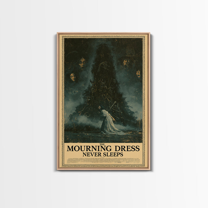 The Mourning Dress Never Sleeps, English Language Horror Movie Poster, Dark Romantic Horror Art, Cult Horror Poster, Canvas Print