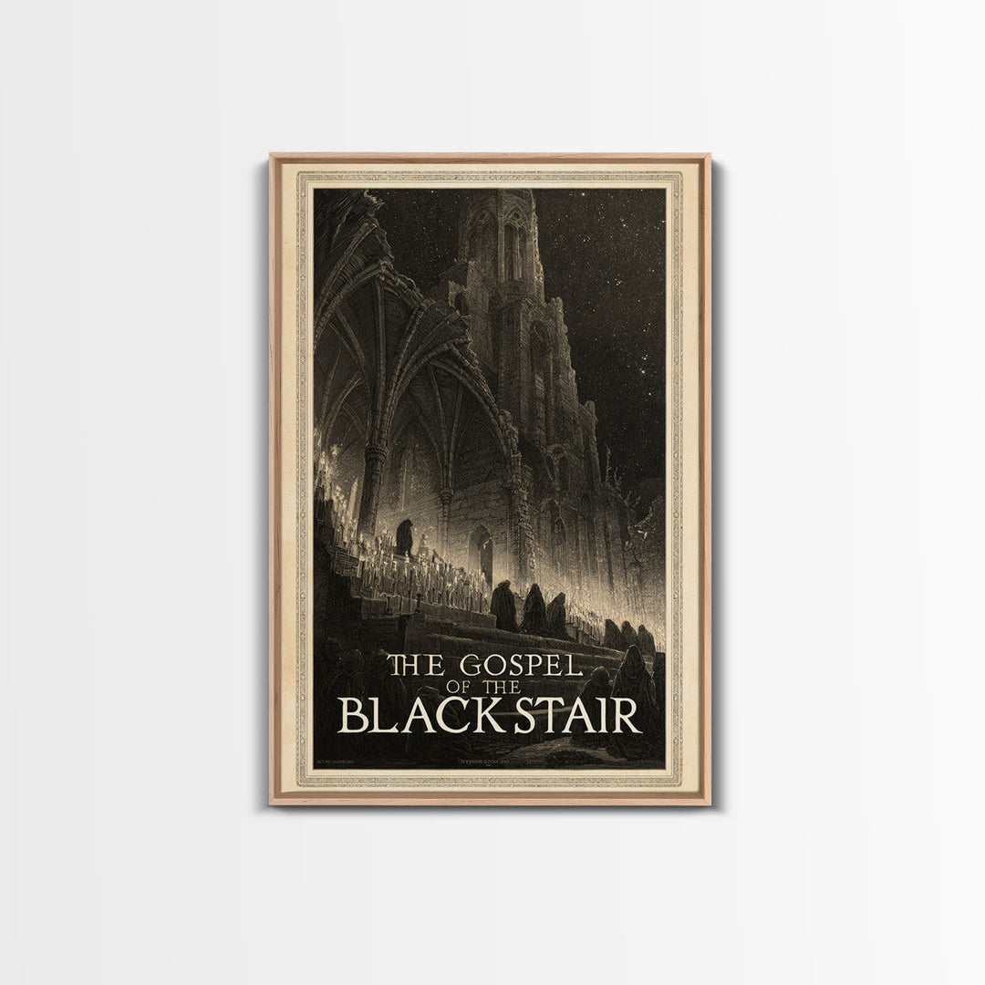 The Gospel Of The Black Stair, English Language Horror Movie Poster, Gothic Engraving Art, Gothic Cinema Wall Art, Canvas Print