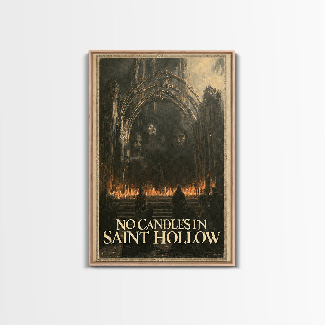 No Candles In Saint Hollow, English Language Horror Movie Poster, Dark Romantic Horror Art, Classic Monster Poster, Canvas Print