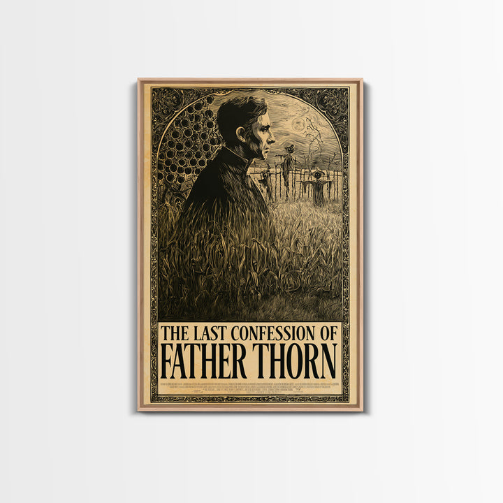 The Last Confession Of Father Thorn, English Language Horror Movie Poster, Decadent Line Art, Gothic Cinema Wall Art