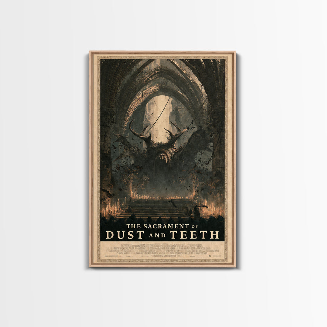 The Sacrament Of Dust And Teeth, English Language Horror Movie Poster, Architectural Etching Art, Retro Horror Movie Art