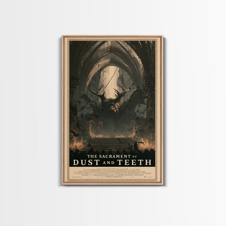 The Sacrament Of Dust And Teeth, English Language Horror Movie Poster, Architectural Etching Art, Retro Horror Movie Art