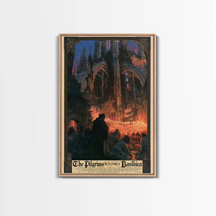 The Pilgrims Of The Drowned Basilica, English Language Horror Movie Poster, Stained Glass Gothic Art, Cult Horror Poster, Canvas Print