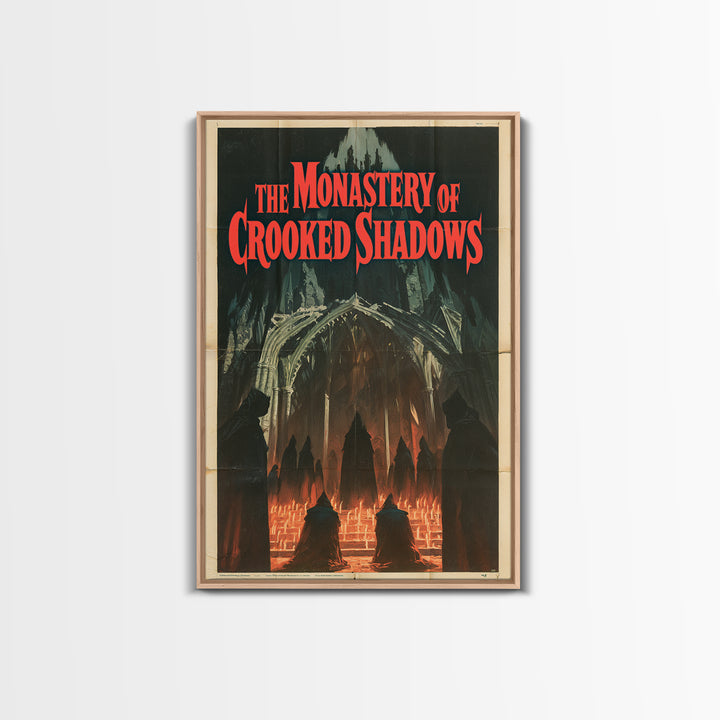 The Monastery Of Crooked Shadows, English Language Horror Movie Poster, 1960s Horror Art, Classic Monster Poster, Framed Canvas Print