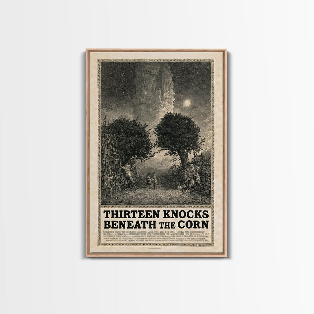 Thirteen Knocks Beneath The Corn, English Language Horror Movie Poster, Gothic Engraving Art, Cult Horror Poster, Canvas Print