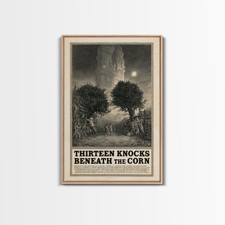 Thirteen Knocks Beneath The Corn, English Language Horror Movie Poster, Gothic Engraving Art, Cult Horror Poster, Canvas Print