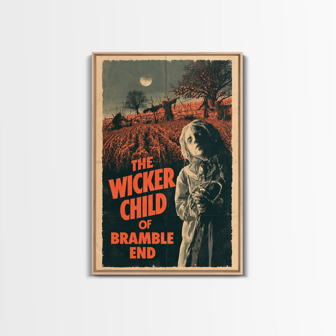 The Wicker Child Of Bramble End, English Language Horror Movie Poster, 1970s Horror Art, Gothic Cinema Wall Art, Framed Canvas Print