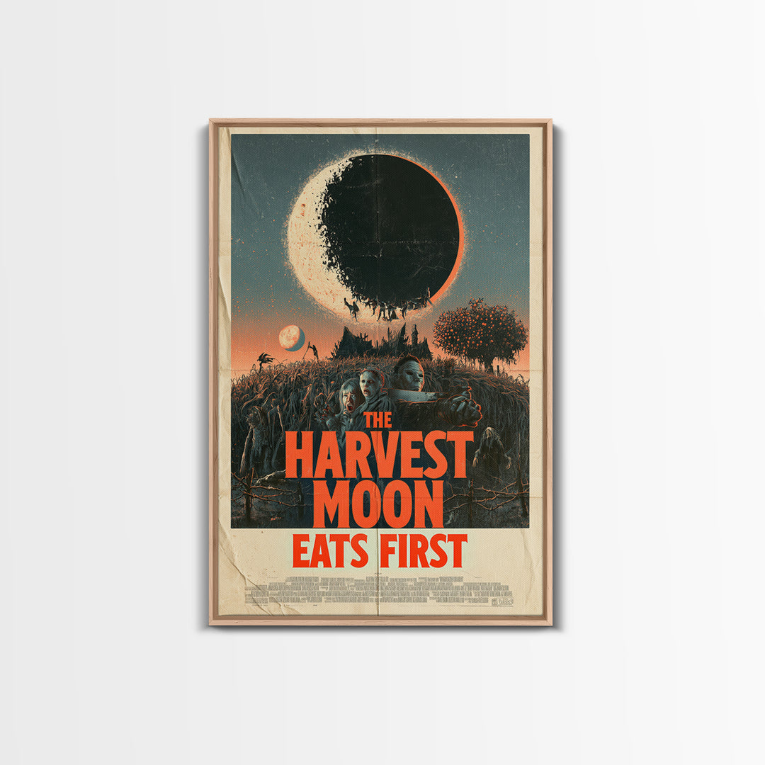The Harvest Moon Eats First, English Language Horror Movie Poster, Giallo Horror Art, Gothic Cinema Wall Art, Canvas Print