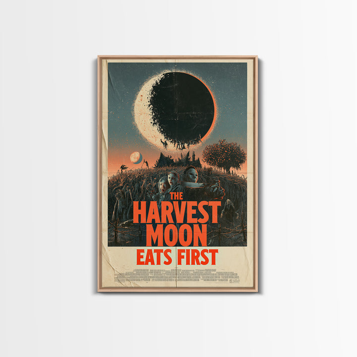 The Harvest Moon Eats First, English Language Horror Movie Poster, Giallo Horror Art, Gothic Cinema Wall Art, Canvas Print