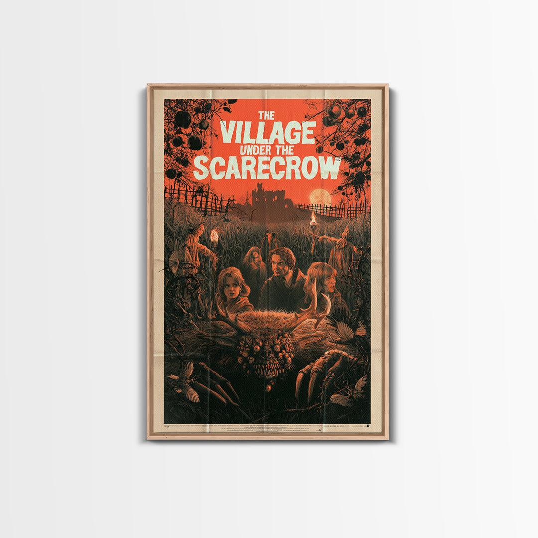 The Village Under The Scarecrow, English Language Horror Movie Poster, 1960s Horror Art, Retro Horror Movie Art, Canvas Print