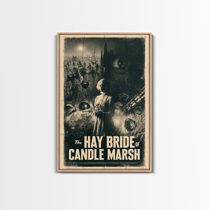 The Hay Bride Of Candle Marsh, English Language Horror Movie Poster, 1930s Horror Art, Cult Horror Poster, Framed Canvas Print