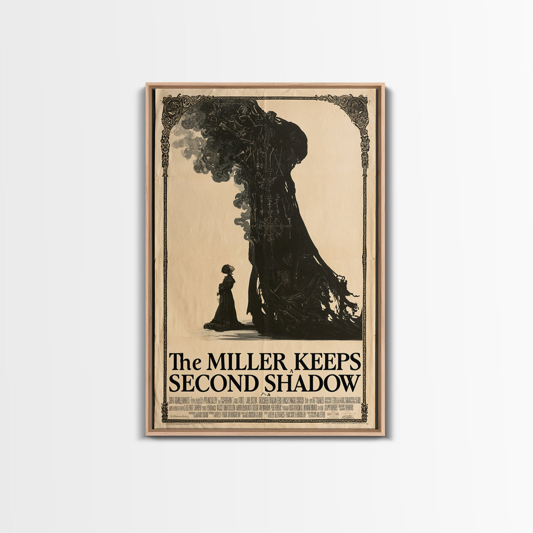 The Miller Keeps A Second Shadow, English Language Horror Movie Poster, Decadent Line Art, Classic Monster Poster, Canvas Print