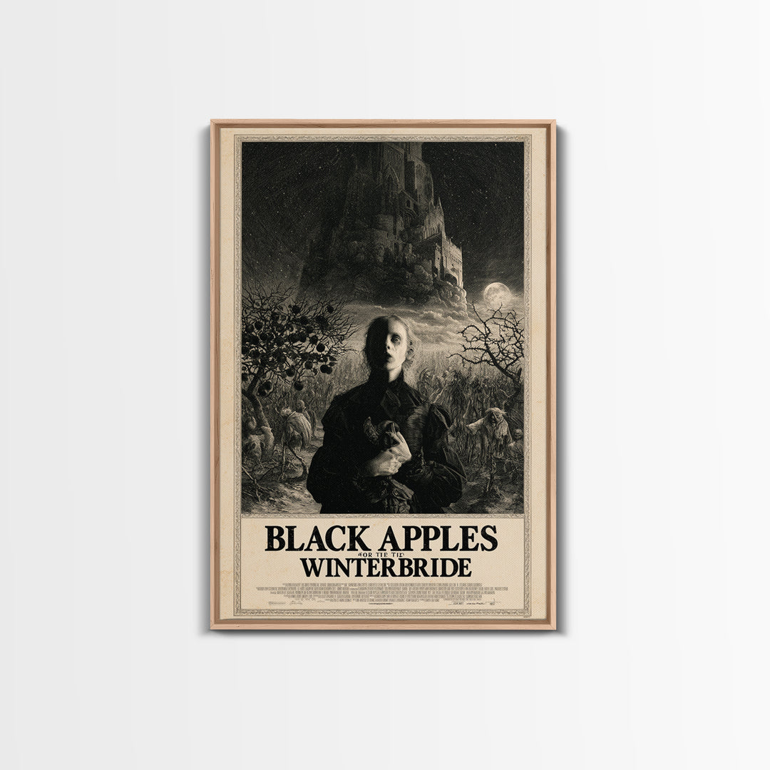 Black Apples For The Winter Bride, English Language Horror Movie Poster, Gothic Engraving Art, Retro Horror Movie Art