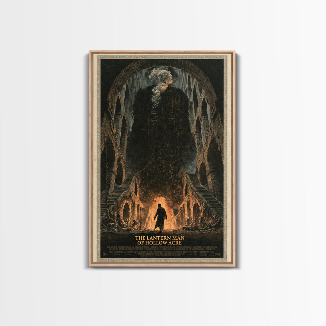 The Lantern Man Of Hollow Acre, English Language Horror Movie Poster, Architectural Etching Art, Classic Monster Poster