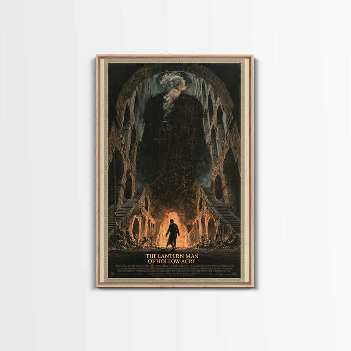 The Lantern Man Of Hollow Acre, English Language Horror Movie Poster, Architectural Etching Art, Classic Monster Poster