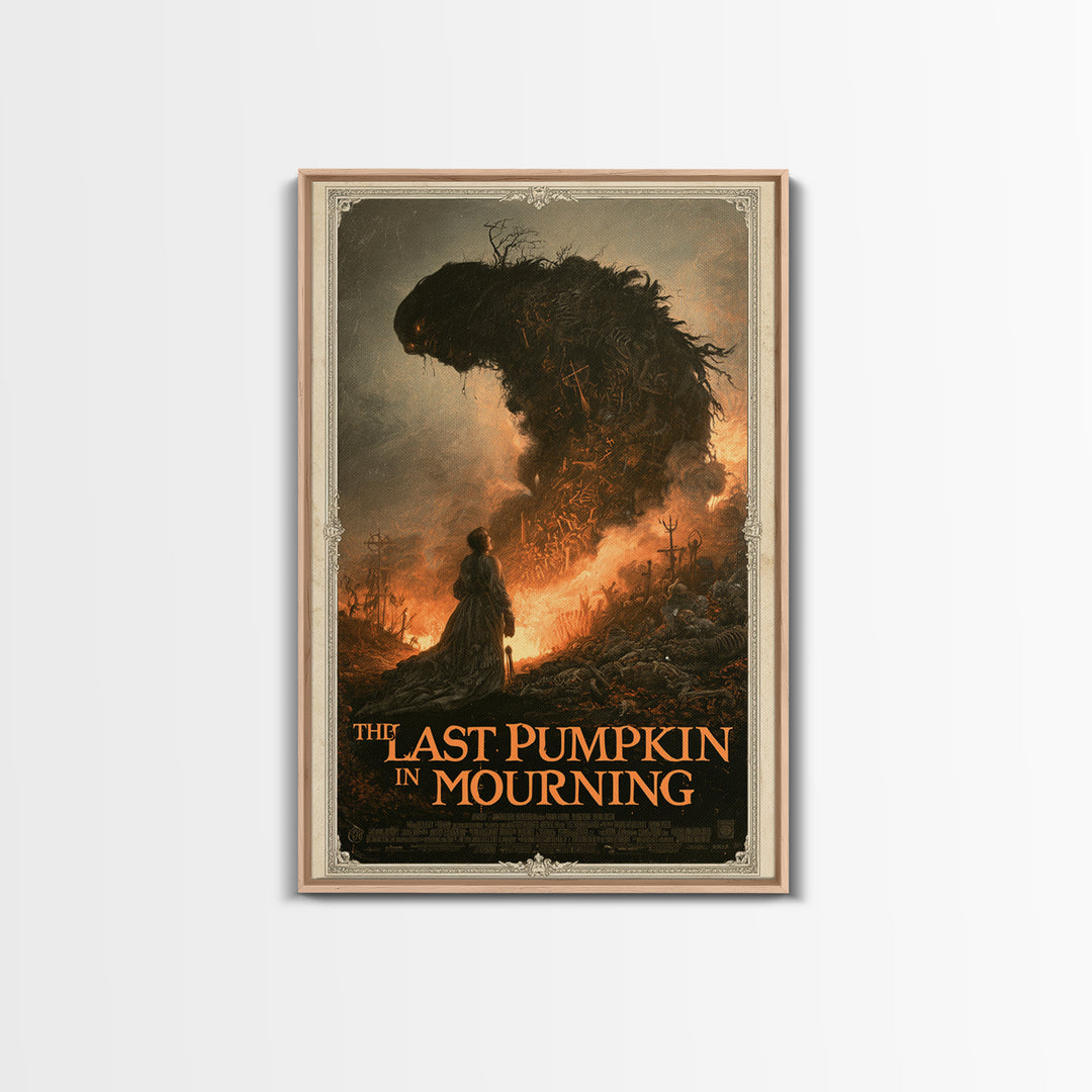 The Last Pumpkin In Mourning, English Language Horror Movie Poster, Gothic Nightmare Art, Gothic Cinema Wall Art, Canvas Print