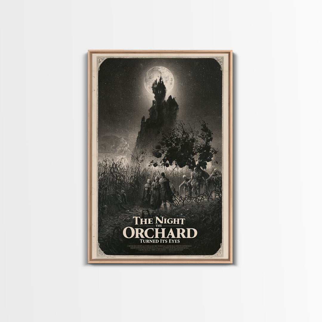 The Night The Orchard Turned Its Eyes, English Language Horror Movie Poster, Gothic Engraving Art, Gothic Cinema Wall Art