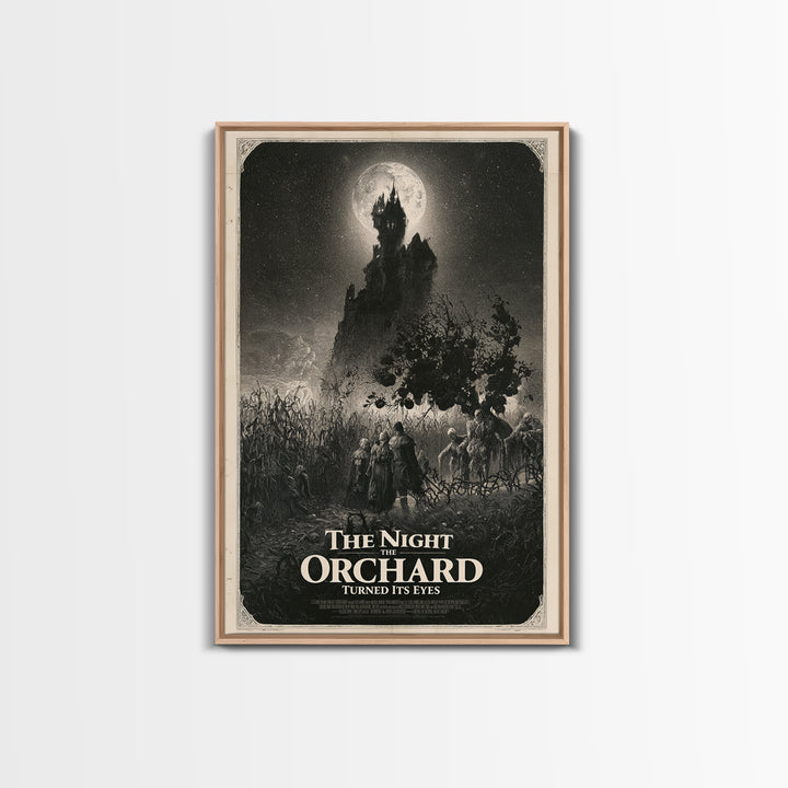 The Night The Orchard Turned Its Eyes, English Language Horror Movie Poster, Gothic Engraving Art, Gothic Cinema Wall Art