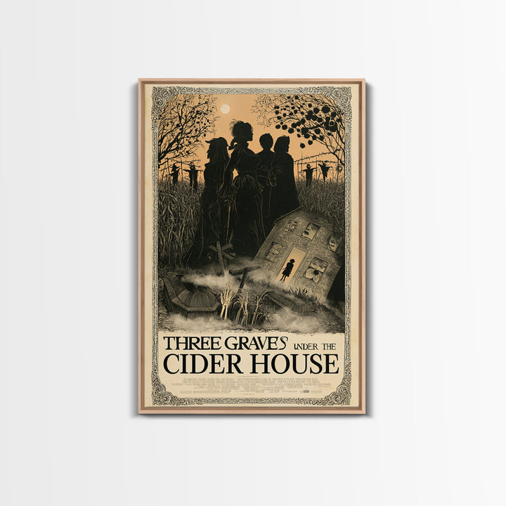 Three Graves Under The Cider House, English Language Horror Movie Poster, Decadent Line Art, Gothic Cinema Wall Art