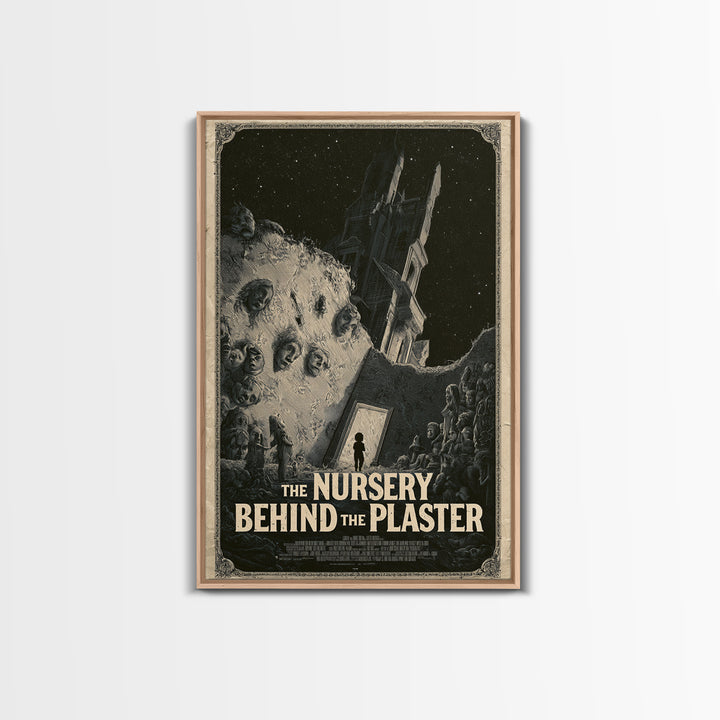 The Nursery Behind The Plaster, English Language Horror Movie Poster, Gothic Engraving Art, Gothic Cinema Wall Art, Canvas Print