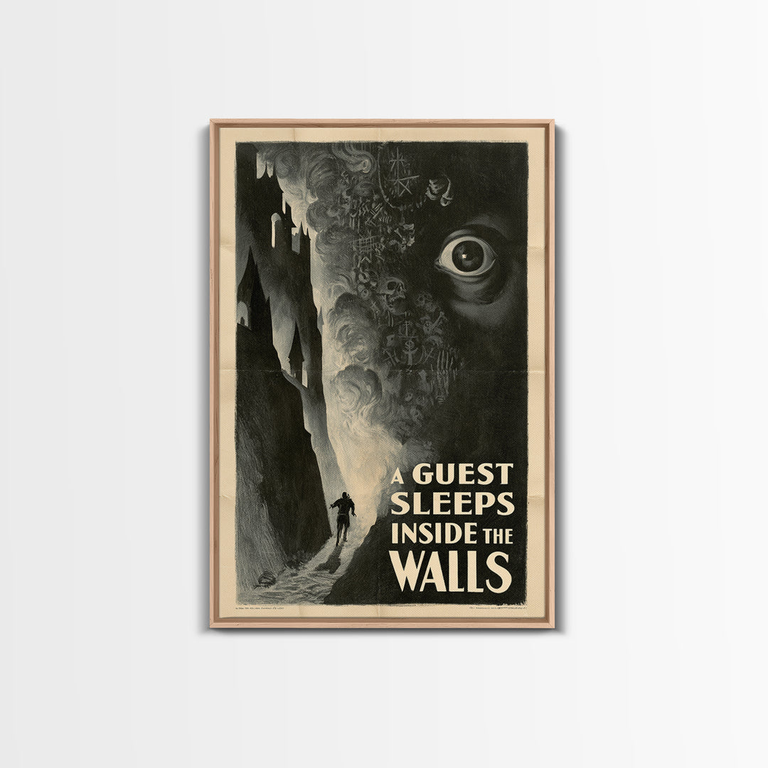 A Guest Sleeps Inside The Walls, English Language Horror Movie Poster, 1930s Horror Art, Retro Horror Movie Art, Canvas Print