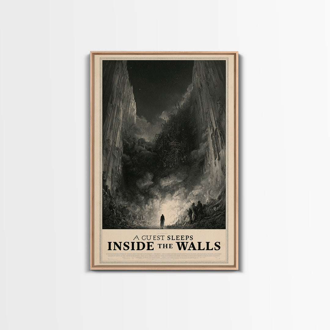 A Guest Sleeps Inside The Walls, English Language Horror Movie Poster, Gothic Engraving Art, Gothic Cinema Wall Art, Horror Wall Decor