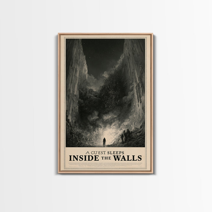A Guest Sleeps Inside The Walls, English Language Horror Movie Poster, Gothic Engraving Art, Gothic Cinema Wall Art, Horror Wall Decor