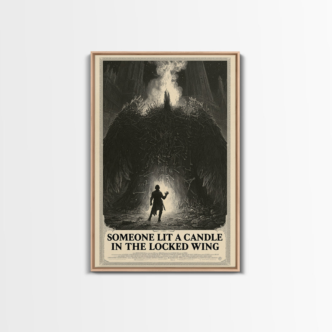 Someone Lit A Candle In The Locked Wing, English Language Horror Movie Poster, Gothic Engraving Art, Classic Monster Poster