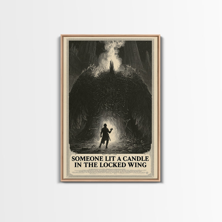 Someone Lit A Candle In The Locked Wing, English Language Horror Movie Poster, Gothic Engraving Art, Classic Monster Poster