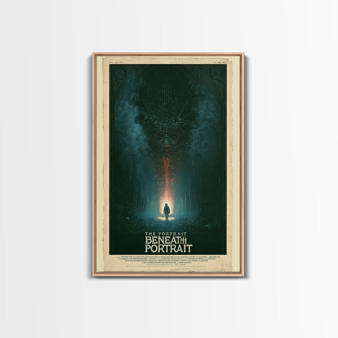 The Portrait Beneath The Portrait, English Language Horror Movie Poster, Stained Glass Gothic Art, Cult Horror Poster, Canvas Print