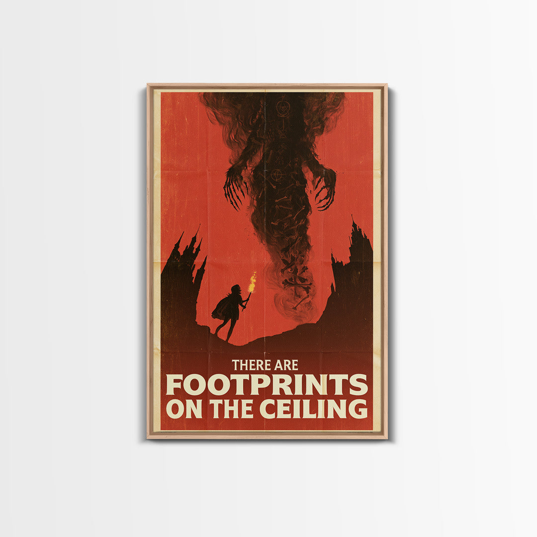 There Are Footprints On The Ceiling, English Language Horror Movie Poster, 1960s Horror Art, Cult Horror Poster, Framed Canvas Print