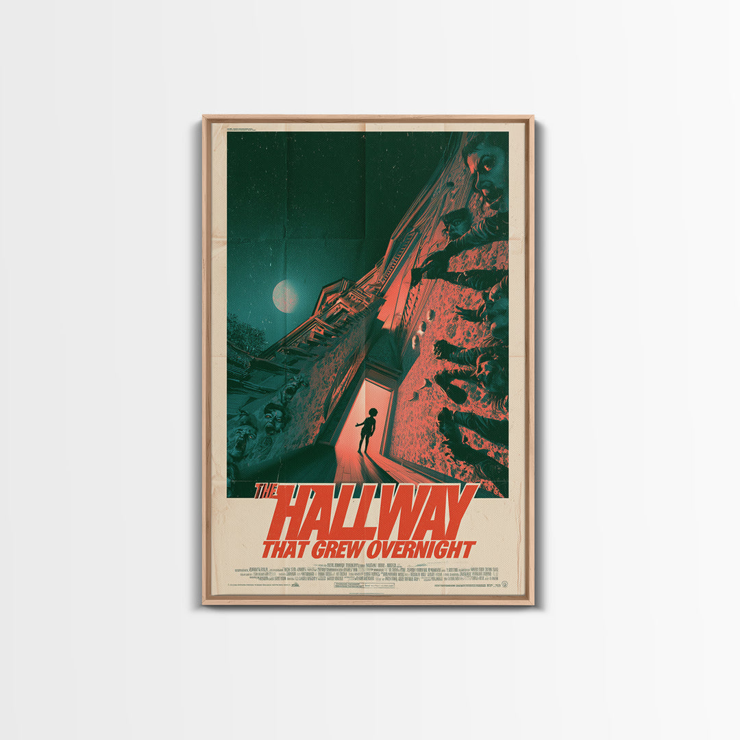 The Hallway That Grew Overnight, English Language Horror Movie Poster, Giallo Horror Art, Cult Horror Poster, Framed Canvas Print