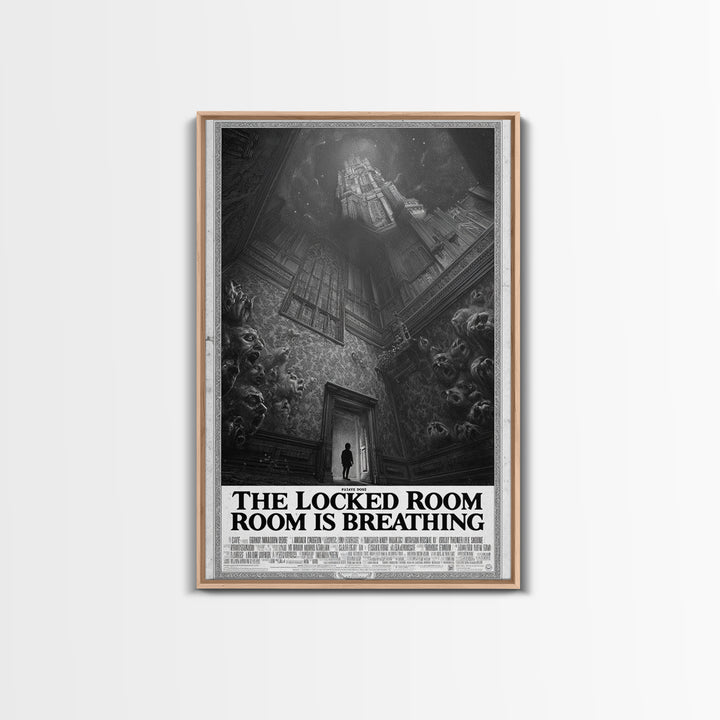 The Locked Room Is Breathing, English Language Horror Movie Poster, Gothic Engraving Art, Cult Horror Poster, Framed Canvas Print