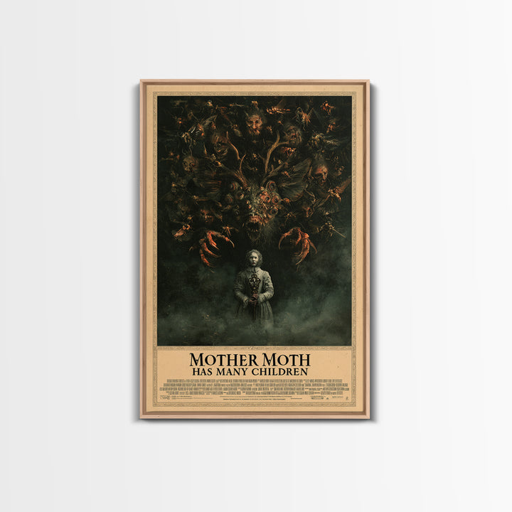 Mother Moth Has Many Children, English Language Horror Movie Poster, Dark Romantic Horror Art, Retro Horror Movie Art, Canvas Print