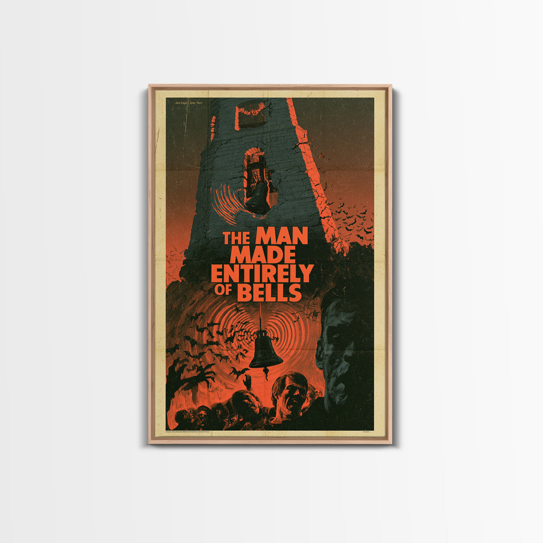 The Man Made Entirely Of Bells, English Language Horror Movie Poster, 1970s Horror Art, Gothic Cinema Wall Art, Canvas Print