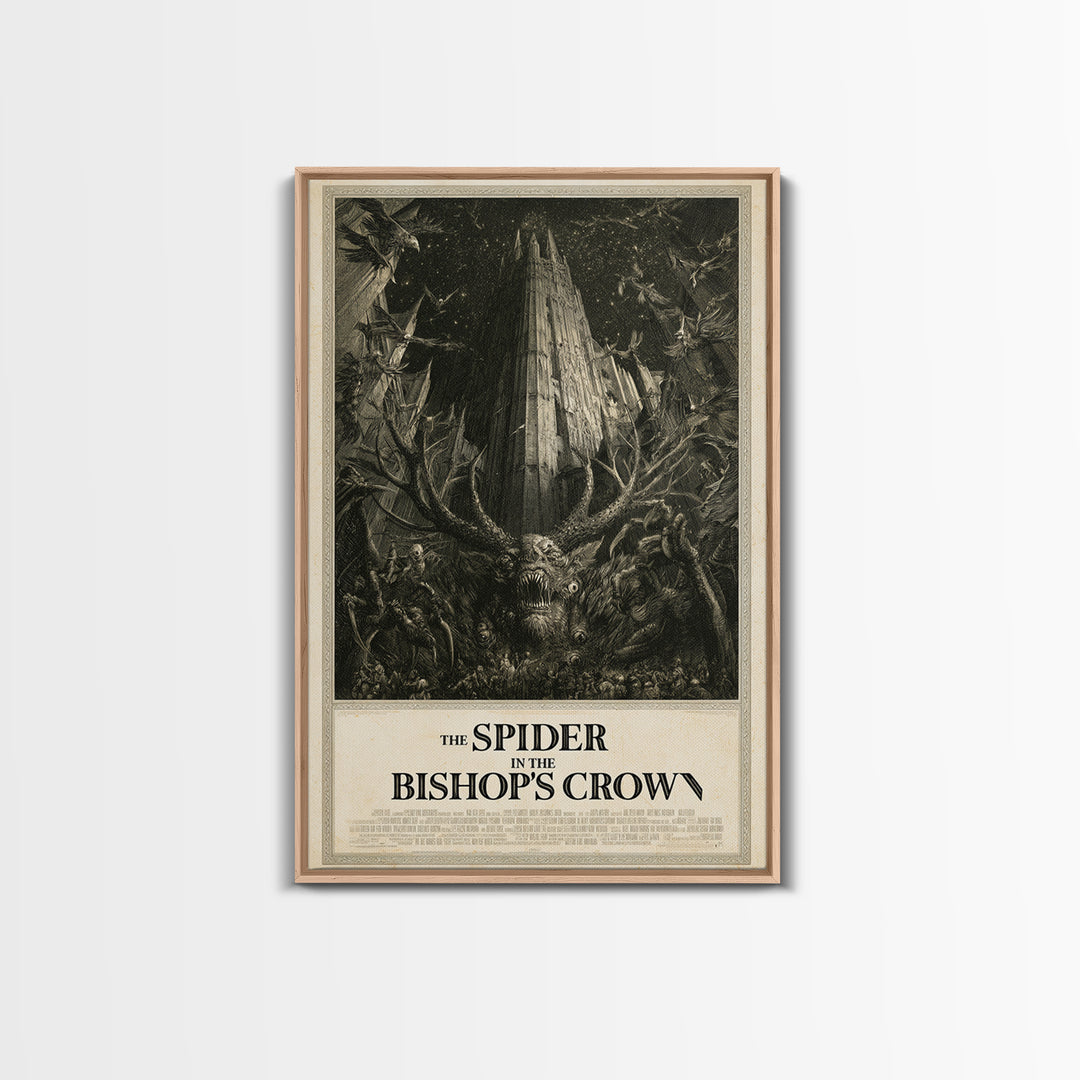 The Spider In The Bishop'S Crown, English Language Horror Movie Poster, Gothic Engraving Art, Retro Horror Movie Art, Canvas Print