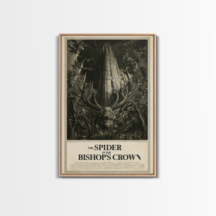 The Spider In The Bishop'S Crown, English Language Horror Movie Poster, Gothic Engraving Art, Retro Horror Movie Art, Canvas Print