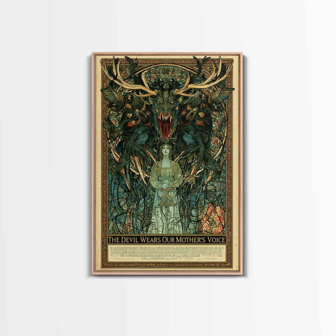 The Devil Wears Our Mother'S Voice, English Language Horror Movie Poster, Stained Glass Gothic Art, Gothic Cinema Wall Art