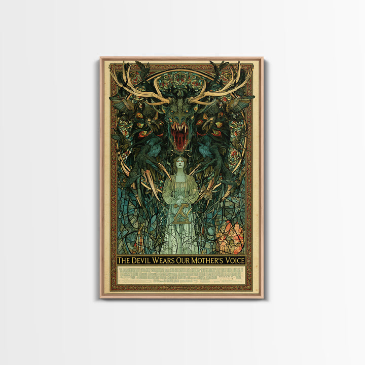 The Devil Wears Our Mother'S Voice, English Language Horror Movie Poster, Stained Glass Gothic Art, Gothic Cinema Wall Art
