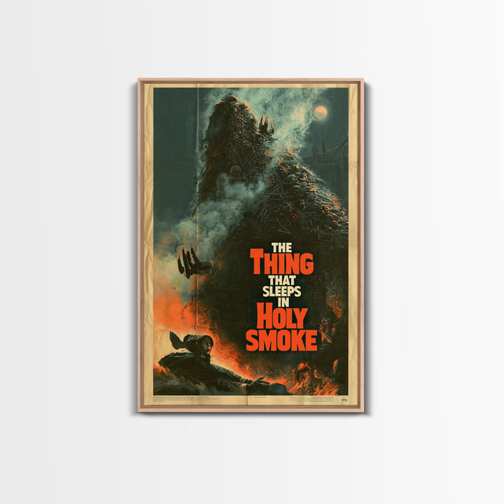 The Thing That Sleeps In Holy Smoke, English Language Horror Movie Poster, Giallo Horror Art, Gothic Cinema Wall Art, Framed Canvas Print