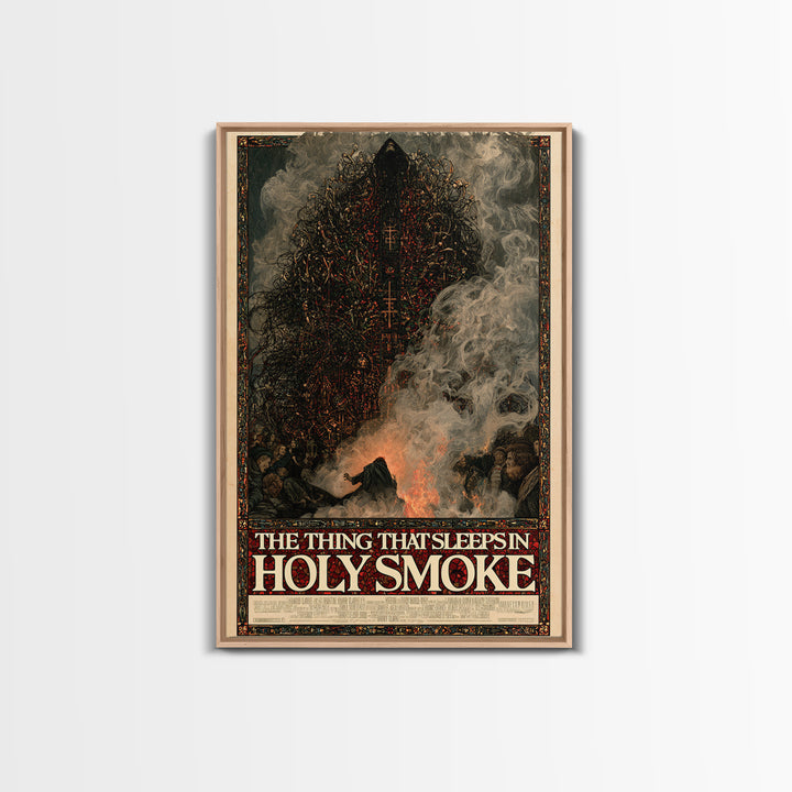 The Thing That Sleeps In Holy Smoke, English Language Horror Movie Poster, Stained Glass Gothic Art, Classic Monster Poster