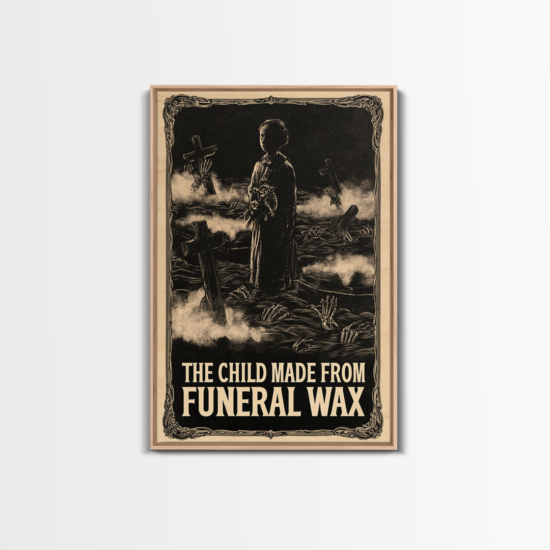 The Child Made From Funeral Wax, English Language Horror Movie Poster, Decadent Line Art, Retro Horror Movie Art, Canvas Print