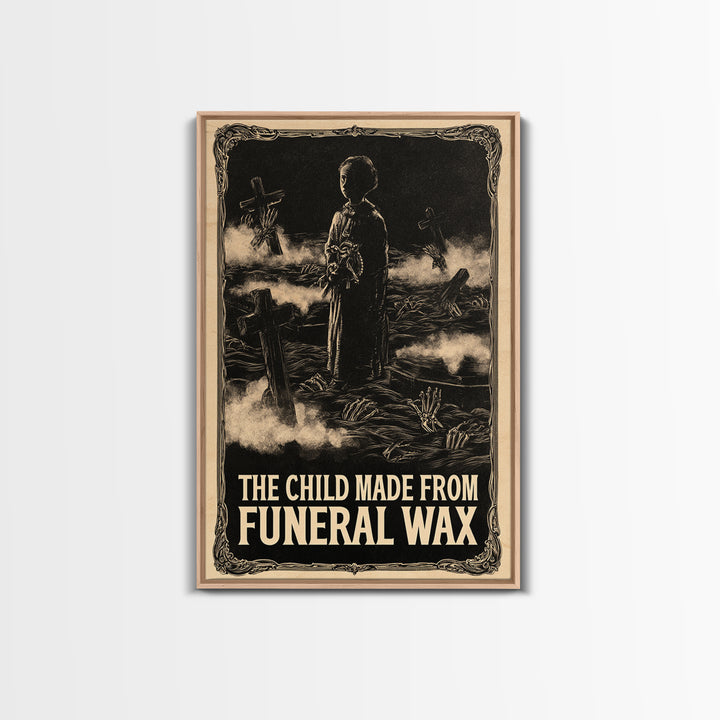 The Child Made From Funeral Wax, English Language Horror Movie Poster, Decadent Line Art, Retro Horror Movie Art, Canvas Print