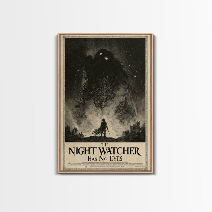 The Night Watcher Has No Eyes, English Language Horror Movie Poster, Gothic Engraving Art, Classic Monster Poster, Canvas Print
