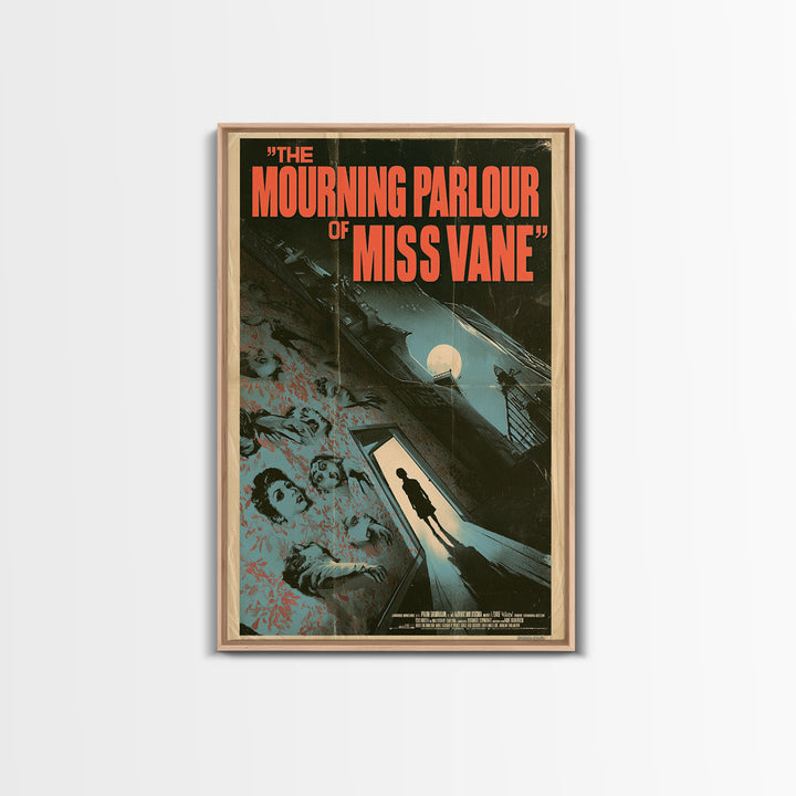 The Mourning Parlour Of Miss Vane, English Language Horror Movie Poster, Giallo Horror Art, Gothic Cinema Wall Art, Framed Canvas Print