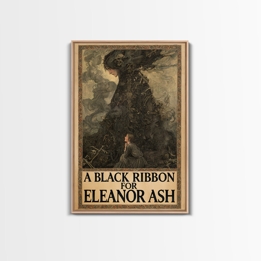 A Black Ribbon For Eleanor Ash, English Language Horror Movie Poster, Stained Glass Gothic Art, Classic Monster Poster, Canvas Print