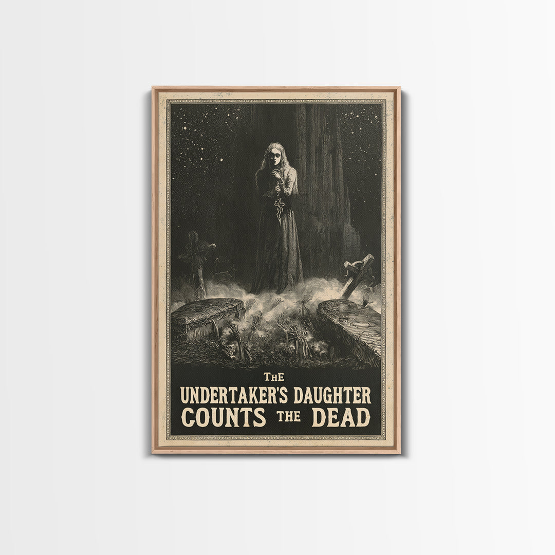 The Undertaker'S Daughter Counts The Dead, English Language Horror Movie Poster, Gothic Engraving Art, Gothic Cinema Wall Art
